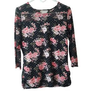 Women's NOBO Black Floral Print Size L